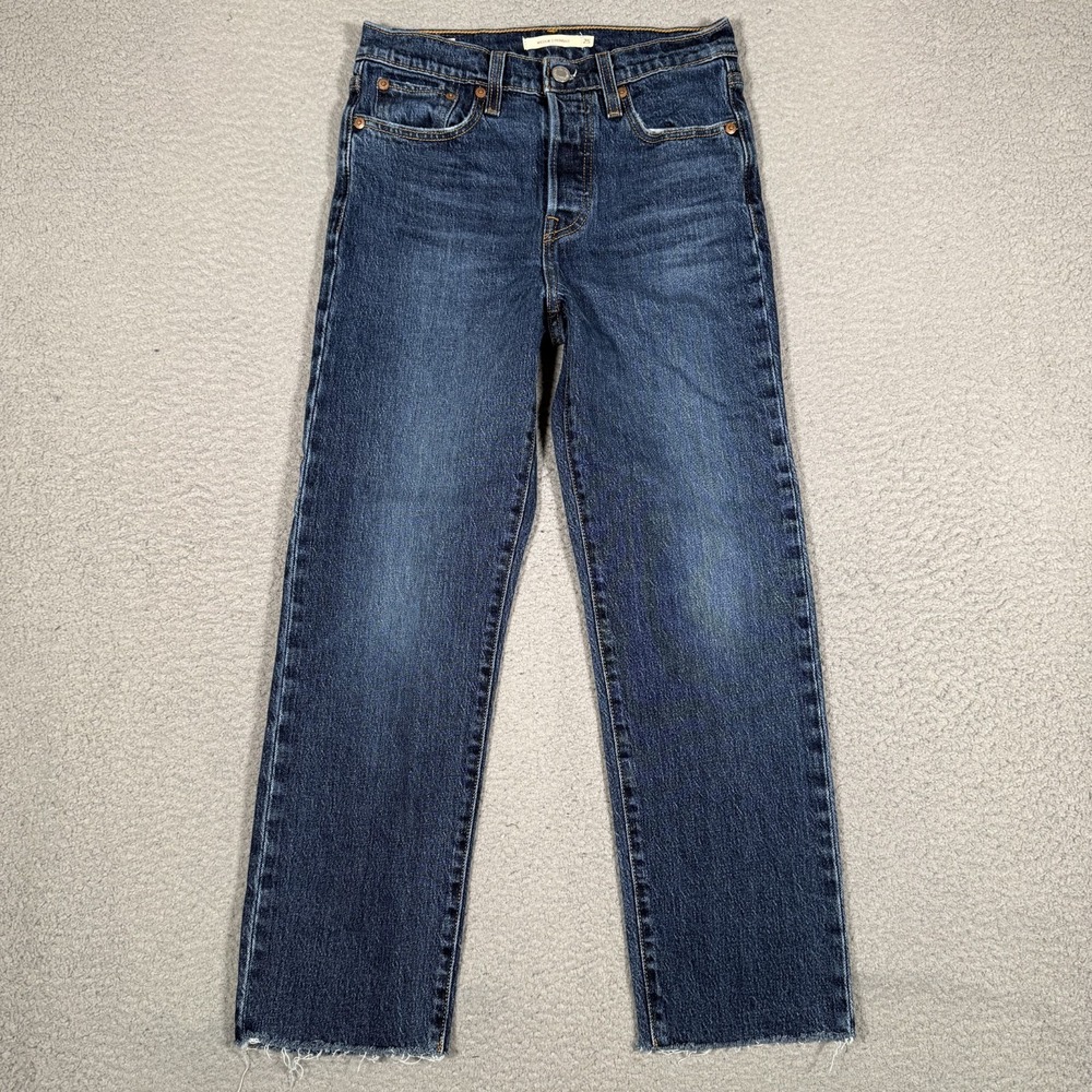 Levis Jeans Womens 25x25 Blue Wedgie Straight Distressed Denim 5 Pocket Preppy